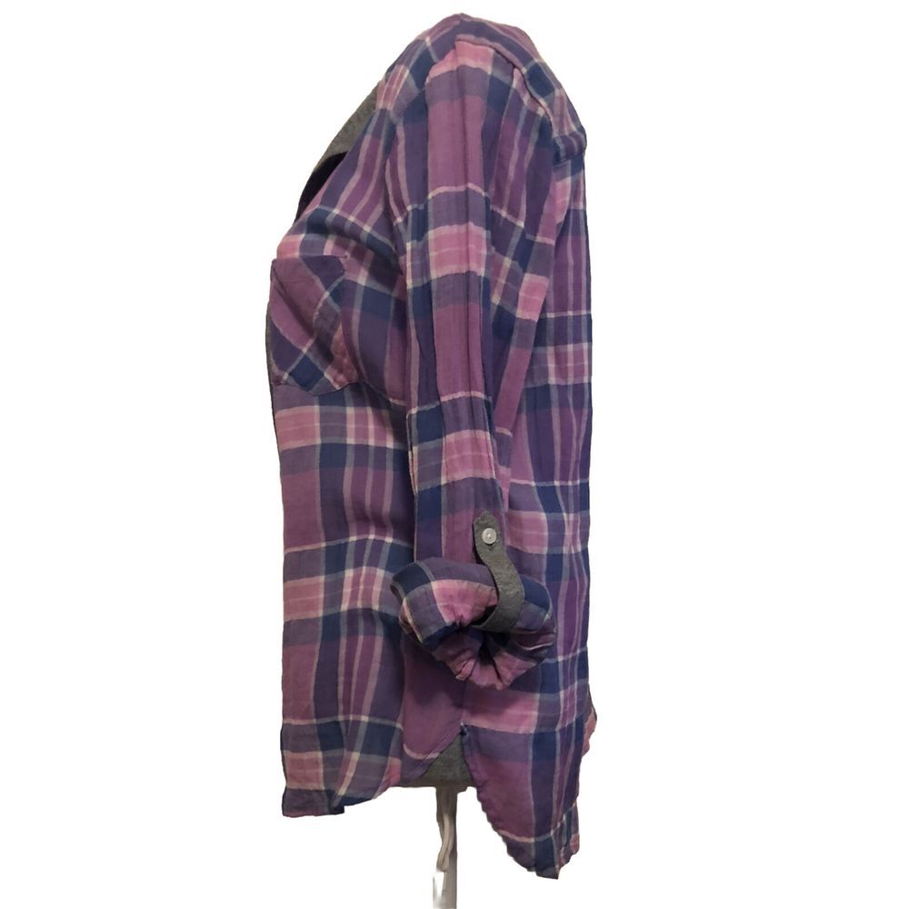 C&C California Rolled Sleeve‎ Arroyo Plaid Check Pocket Shirt Purple pink  S - Picture 4 of 9